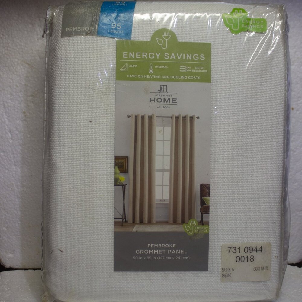JC Penney Home Pembroke Grommet Panel 50 x 95 Inches Cool White New Never Used